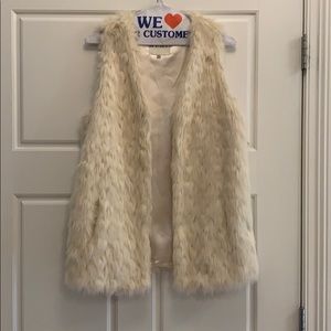 BB Dakota Ivory Faux Fur Vest